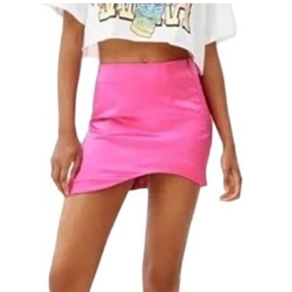 Gianni Bini Pink Asymmetrical Pencil Mini Skirt